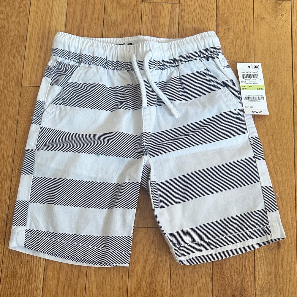 NWT Striped Drawstring Kids Shorts - White & navy
